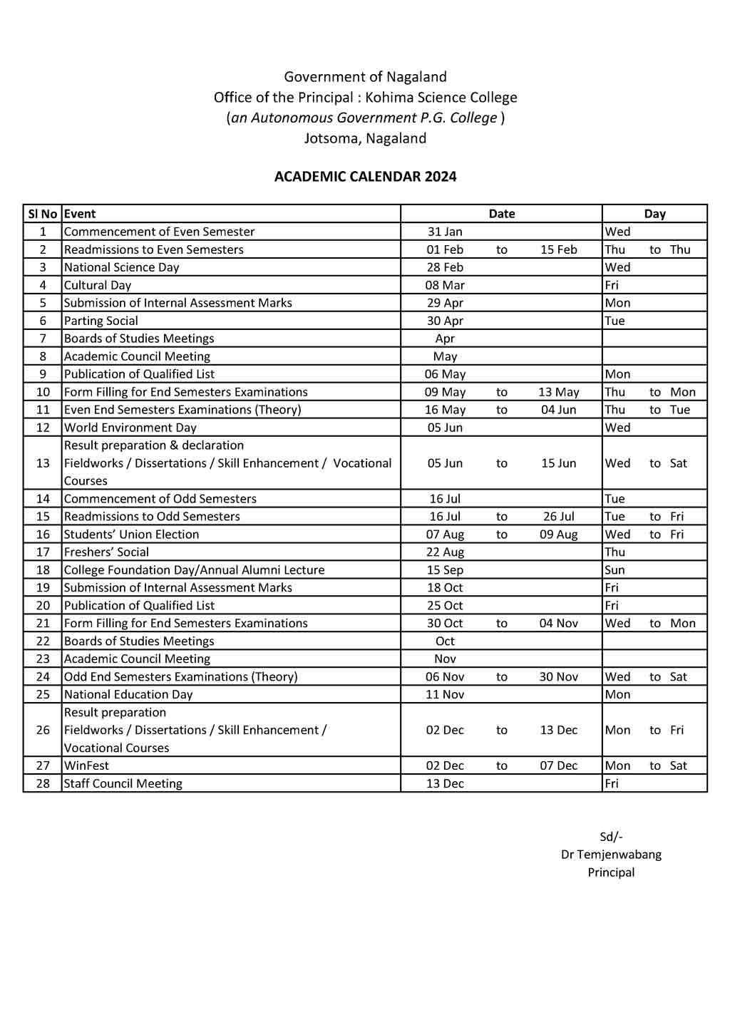 Academic Calendar 2024